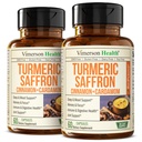 Suplementos de açafrão – 89mg Extrato de açafrão e 1000mg Mistura Tumérica – Suplemento de açafrão com canela de ceilão e cardamomomo para humor, memória e saúde ocular – Suplementos conjuntos para mulheres e homens – 2 Pack
