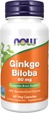 Now Foods Supplements, Ginkgo Biloba 60 mg, 24% Extrato padronizado, Projeto não-GMO Verificado, 60 Veg Cápsulas