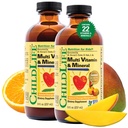 FILHOS ESSENCIAIS Crianças Multivitamin & Mineral - Crianças Vitaminas, Multivitamino Líquido para Crianças, Multivitamino Toddler, Vitaminas Líquidas, Multivitamin Bebê - Laranja Natural & Mango, 8 Fl Oz (Pacote de 2)
