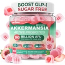 Akkermansia Gummies Probióticos com Prebióticos Fibra, 300 Bilhões AFU Akkermansia Muciniphila, com Frutas de Polifenol, Amido resistente, Vitamina A D3 B2 para Metabolismo, Digestivo & Gut Saúde, 1Pack