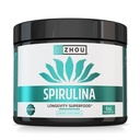 Zhou Spirulina Powder - Blue Green Spirulina Superalimento para Mulheres e Homens com Proteína Vegan, Clorofila & Phycocianina para Energia Suave & Longevidade, Mistura de bebida para smoothies - 6 oz Jar (48 Servings)