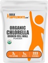 BulkSuplements.com chlorela orgânica em pó - parede celular quebrada, pó de superalimento verde, suplemento de chlorela - sem glúten, 3g por serviço, 1 kg (2,2 lbs) (Pacote de 1)