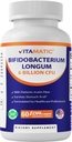 Vitamatic Bifidobacterium Longum 6 Bilhões UFC por cápsula DR - 60 Contagem - Promove a Saúde Intestinal - Feito com Fibra Inulina Prebiótica