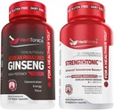 Herbtonics Korean Panax Red Ginseng e Strengthetonic Testosterone Booster para Homens Bundle