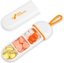 Toplive viagem comprimido organizador, recipiente de pílulas portátil Mini organizador diário de pílulas, pequeno caso caso de viagem medicina organizador bolso vitamina suplemento peixe caixa de óleo, Laranja branca