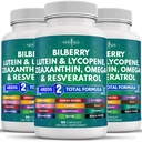 NOVA IDADE Saúde dos olhos Vitaminas com Bilberry Lutein & Zeaxantina Lycopeno Resveratrol Semente Extrato Astaxantina - Vitamina ocular - 180 Contagem