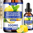 Suplemento de Citrato de magnésio de potássio, Citrato de magnésio líquido Drops 500mg com Ashwagandha, cálcio, zinco, vitamina D3, B6, B12, CoQ10 - Vegan 2 fl oz limão flavor
