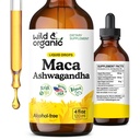 Maca selvagem & orgânica raiz Ashwagandha gotas para homens e mulheres - líquido Maca Ashwagandha Suplemento para o apoio geral - Peru Extrato Tintura - Vegan, Açúcar & Álcool - 4 fl oz