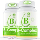 Sugar Free Vitamina B Complex com metil B12, metilfolato, B6, B1, B2, B3, rápida dissolução alta biodisponível suplemento complexo B metilado para níveis de energia, sistema neural, Vegan, 180 comprimidos