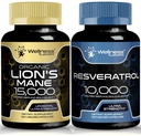 WELLNESS LABSRX Resveratrol Cápsulas 10000 - Lions Mane Suplemento Cápsulas