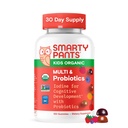 SmartyPants Organic Kids Gummies Multivitamin: Probióticos, Ómega 3 (ALA), Vitamina D3, C, Vitamina B12, B6, A, K & Zinco para apoio imunológico, Biotina, Três sabores de frutas, 120 contagem (30 dias de fornecimento)