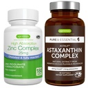 Complexo de Astaxantina + Zinco Complexo Vegan Bundle, Apoio Antioxidante para a pele, Cabelo e unhas, por Igennus