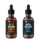 Pacote HERBIFY - Gotas K2 e D3 & Biotina e Gotas de Colágeno - Força óssea & Cabelo, Pele, Suporte de unhas