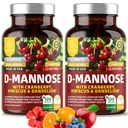 Número Um Nutrição Premium D Mannose Suplemento para Mulheres e Homens [Força Máx, 1350MG] Natural D-Mannose com cranberry, Hibisco e Dandelion para a saúde do trato urinário, 240 Contagem