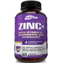 NutriFlair Zinc 50mg - com vitamina C, Elderberry, Echinacea Purpurea Extract, Zinc Oxide - Compare com picolinato, Citrato, Óxido - Complete Imune Support Fórmula Pílulas com 4 Impune Defense