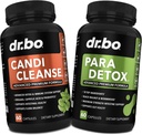 Candi Cleanse & Intestin Detox Supplement Pills de suporte - Limpador probiótico de força extra com suporte intestinal Flora Gut - Natural Orégano Oral Herbal, Ácido Caprílico, Wormwood & Black Walnut