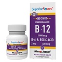 Fonte Superior Sem Tiro Vitamina B-12 Cyanocobalamina 1000 mcg, B-6, Ácido Fólico 400 mcg - Apoio Cérebro e Saúde do Coração - Ajuda Níveis de Energia Natural - 60 Comprimidos Dissolvedores Sublingual