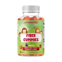 Vitamatic Kids Gummies de fibra prebiótica – Força extra 4g Fibra – Açúcar Zero adicionado – 60 chicletes baseados em pectina – Saúde Digestiva & Regularidade Suporte