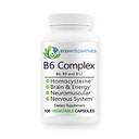 B6 Complexo Vegan Vitamina B6, B9 Folato, B12 Metilcobalamina Suporta Cardiovascular, Neuromuscular, Sistema Nervoso, Homocisteína, Energia, Células sanguíneas e Saúde Óssea 100 Caps
