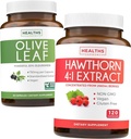Pacote de Extrato de Folha de Oliva & Extrato de Berry Hawthorn - Saudável Pacote de Ervas - Extrato de Folha de Oliva com 20% de Oleuropein & Hawthorn Berry 4:1 Extrato - Concentrado de 2660mg Berries frescas (120 Caps)
