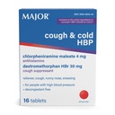 Tablets de tosse e frio - Anti-histamínico e Supressor de tosse para pessoas com alta pressão arterial - Dextrometorfano HBr, Maleato de clorfeniramina - 16 Count (1 Pack)