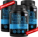 12-em-1 Nootropic Brain Supplement Anhydrous: Ginkgo Biloba para suporte do cérebro, memória e foco - B12, Alpha GPC, L Theanina e suplementos de colina com Bioperine não cafeína 1321mg (180ct)