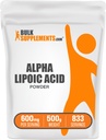 BulkSuplementos.com Ácido Alfa Lipóico em Pó - Suplemento ALA, Suplemento Antioxidante - Gluten Free, 600mg por serviço, 500g (1.1 lbs) (Pacote de 1)
