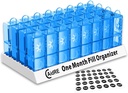 31 Dia Organizador de pílulas AM / PM – Caixa mensal de pílulas para medicamentos, vitaminas e suplementos – Um mês 2 vezes por dia caso de pílulas, 4 semana Organizador diário de pílulas, Azul