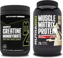 NutraBio Creatina Mono-hidratada, Sem sabor, (300 g) e Músculo Matrix Protein Powder, (Vanilla) Suplemento Bundle – Energia muscular, Crescimento Máximo, Recuperação e Força