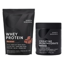 Sports Research® Creatina Monohidratada (10.58 oz) e Duende Chocolate Whey Protein (2 lbs), The Dynamic Duo for Lean Muscle Building, Melhor desempenho e força e recuperação de exercícios