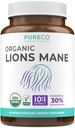 Cápsulas Orgânicas Lions Mane Supplement - USDA Organic Mushroom Supplement Cápsulas com 1000mg Mane 10:1 Extrato por Serviço com 30% de polissacarídeos - Vegan & Non-GMO (1 mês de fornecimento)