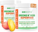 GOBIOTIX Super Verdes e Vermelhos Pó - Vermelho e Verde Superalimentos - Suplemento Probiótico - Enzimas Digestivas e Raiz de Beterraba Pó - Alimentos Orgânicos inteiros Suplemento dietético (Mango, 2 Pack)