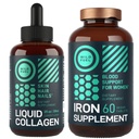 WILD FUEL Suplemento de Ferro para Mulheres com Ácido Fólico e Peptídeos de Colágeno Líquido com Biotina Saúde Feminina e Beauty Bundle
