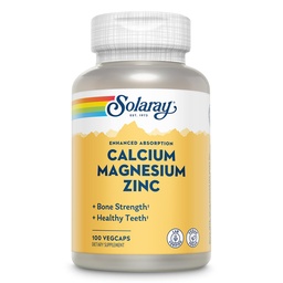 SOLARAY Cálcio Magnésio Zinco Suplemento - com cálcio 1000mg, Magnésio 500mg - Saúde Óssea, Função Músculo, Saúde do Coração e Apoio Imune - Vegan, 60 Dia Garantia, 25 Servimentos, 100 VegCaps