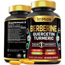 Berberine Suplemento para Homens e Mulheres, Fórmula 8in1 com Quercetin, Açafrão, Apple Cider Vinagre, Beterraba Raiz & Mais - Digestivo, Imune Suporte - Rico em Nutriente - 90 Cápsulas