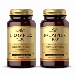 Solgar B-Complex 100" - 100 Cápsulas Vegetais, Pacote de 2 - Metabolismo Energético, Suporte do Sistema Nervoso - Não-GMO, Vegan, Gluten Free - 200 Total Servings