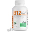 Bronson Vitamina B12 1000 mcg Liberação Mantida Comprimidos Premium Não OGM Suporta Sistema Nervoso, Função Cérebro Saudável e Produção de Energia, Contagem de 250