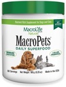 MacroLife Naturals MacroPets Verdes Superalimento Suplemento Powder Topper para Cão Gato Pequeno Mamífero, Nutrição Natural Aumentar Probióticos Enzimas Digestivas Vitamina E - Imune Gut Saúde & Energia - 6.35oz