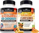 BioSchwartz Curcumina Turmérica com Extrato de Pimenta Preto 1500mg Complexo (1 Mês de Fornecimento) Mais Glucosamina Chondroitin HSH Triplo suplemento de suporte conjunto de força (1 Mês de Fornecimento)
