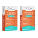 Omax3 Prebiótico & Probiótico 50 Bilhões UFC + Chicory Inulin, 10 Deformação, Reduzir Bloating, Digestão, SIBO, Vaginal pH, Acidophilus, Vegan, Leite Livre, Sem glúten, Blister embalado (2 embalagem)