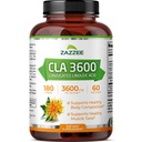 Zazzee de alta potência CLA 3600, 180 Softgels, 3600 mg por serviço, ácido linoleico conjugado de óleo de girassol, concentrado e padronizado, 60 dias de fornecimento, não-GMO e Made in the USA