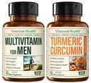 Vimerson Saúde Multivitamínico + Curcumina Turmérica com pacote de extrato de pimenta preta. Suporte Conjunto e Imune, alívio do desconforto, propriedades antioxidantes para ele
