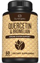 Sunergetic Premium Quercetin & Bromelain Supplement – Complexo de Bromelain poderoso para ajudar a apoiar sistema imunológico e suporte sazonal – Quercetin 1000mg por serviço – 60 cápsulas