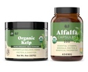 Pó de Kelp orgânico 8 onças e Puro Folha de Alfalfa 100 Cápsulas