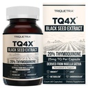 20% Thymoquinone Black Seed Oil Extract Cápsulas - TQ-Advanced 4X®: Concentração potente de timoquinona disponível - 60:1 Concentrado de Nigella Sativa, Forma crua, Vegan, Frasco de vidro (60 Cápsulas)