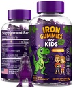 Pastilhas de Dinossauro de Ferro para Crianças com Vitamina C – Livre de Açúcar, Vegan, Sem Glúten e Não-GMO – Alivio de Anemia, Energia e Saúde do Sangue Suporte – Sabor de Uva, Base de Pectina para Saúde Optimal