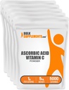 BulkSuplementos.com Pó de ácido ascórbico - Suplemento de vitamina C, grau de alimento de ácido ascórbico - Vitamina C em pó, suporte imunológico - sem glúten, 1g por serviço, 5kg (11 lbs) (Pacote de 5)