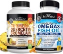 Quercetin açafrão com Bromelain Suplemento (1 Mês de Fornecimento) Mais Triplo Força Omega 3 Peixe Óleo Softgels (1 Mês de Fornecimento)