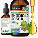 BIO KRAUTER Rhodiola Rosea Suplemento Líquido - Puro Rhodiola Rosea Tintura - Vegan calma apoio - Álcool e açúcar Extrato grátis 2 Fl.Oz.