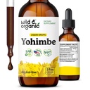 Wild & Organic Yohimbe Suplementos para homens e mulheres - 5 mg Yohimbine Liquid Extract Drops - Pausinystalia Yohimbe Bark Tintura - Vegan, Alcohol-Free - 2 fl oz